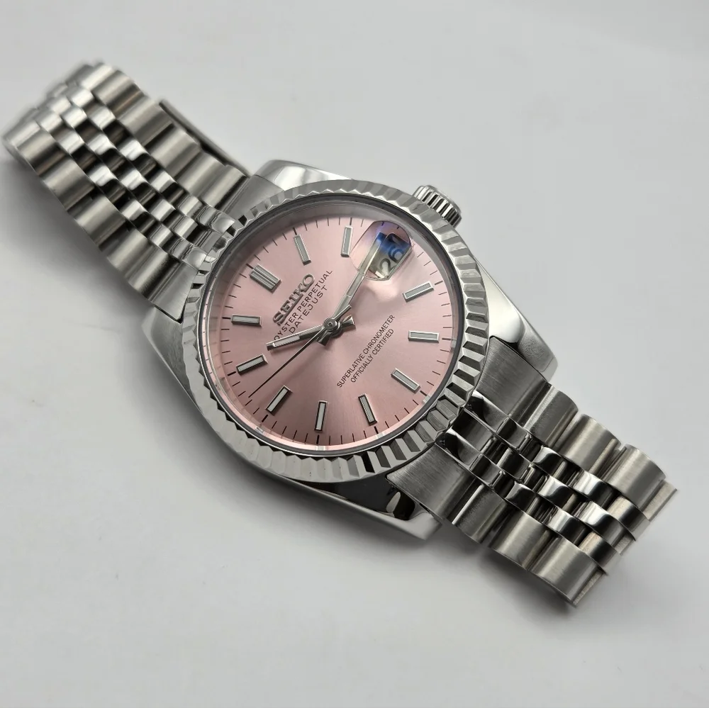 New Seiko Mod 39mm Automatic Watch Pink Dial - Picture 3 of 9